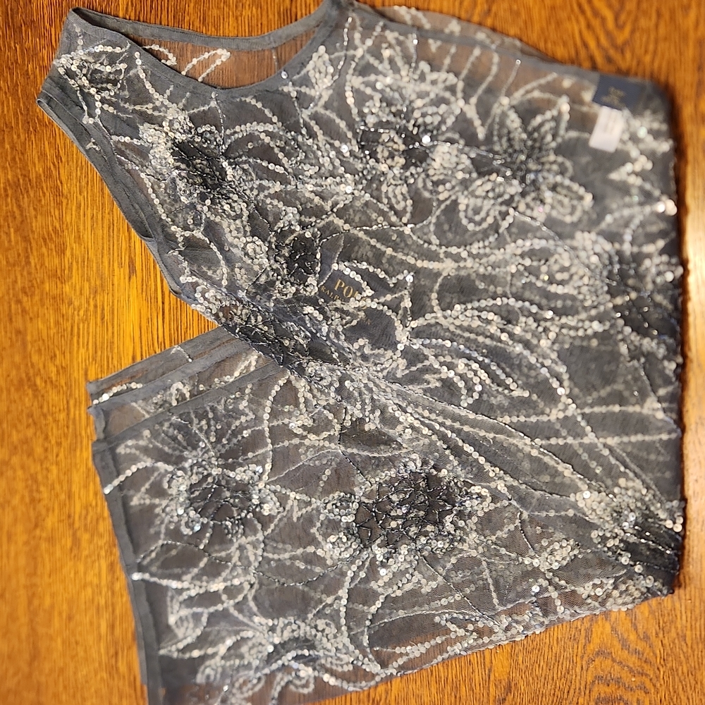 NWT STUNNING POLO RALPH LAUREN BLUE LABLE SHEER SEQUIN DRESS/ TUNIC - Picture 13 of 16